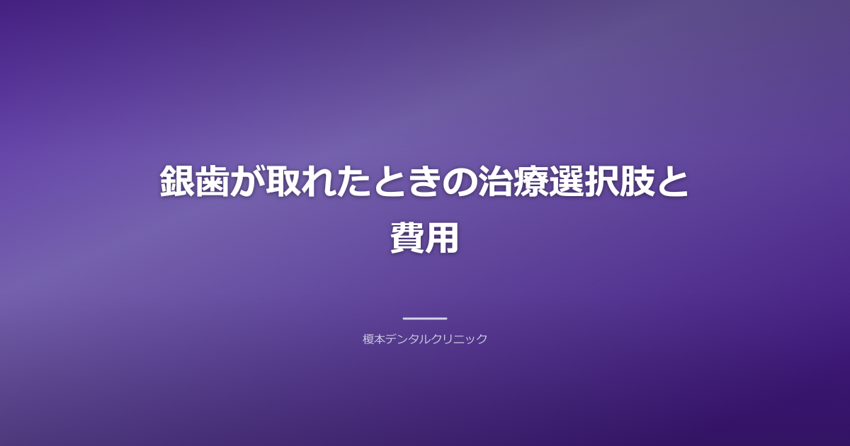 銀歯の治療選択肢を示すイラスト。保険治療の銀歯と自費治療のセラミックの比較